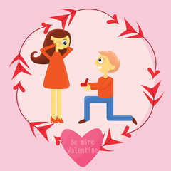 postcard with a couple in love