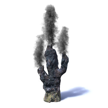 Hydrothermal Vent, Black Smoker (3d Rendering Isolated On White Background)