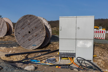 Baustelle Kabeltrommel Stromverteiler