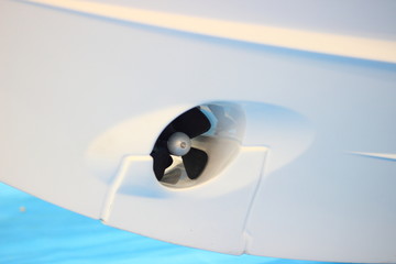 Bow thruster on the stern of a motor boat - ship mooring thrusters