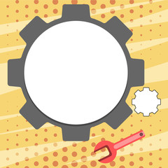 Big and Small Cog Wheel Gear and Wrench Mechanical Tool for SEO and Web Icon Business Empty template for Layout for invitation greeting card promotion poster voucher.