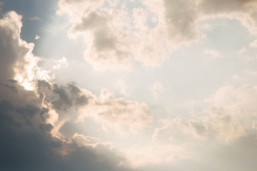 Sky and sun rays. Blue sky