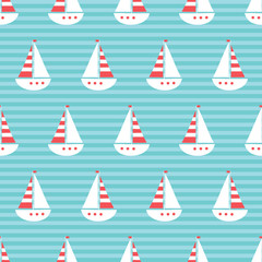 vector seamless sea pattern with ship