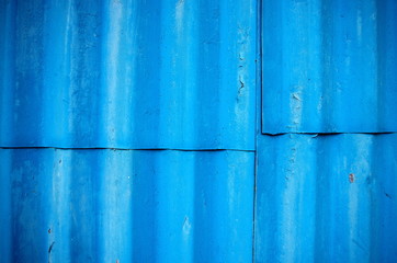 old blue corrugated metal background and texture surface design