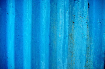 old blue corrugated metal background and texture surface design