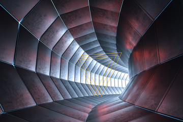 3d rendering, dark science-fiction tunnel, dark background