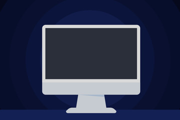 Blank Space Desktop Computer Colorful Monitor Screen Freestanding on Table Design business concept Empty copy space modern abstract background