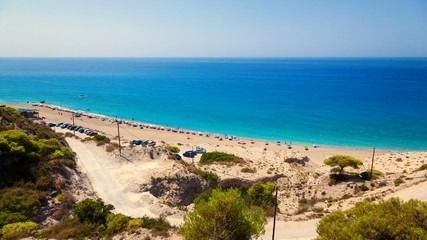 Fototapeta na wymiar Gialos beach on the west coast of Lefkada island in Greece