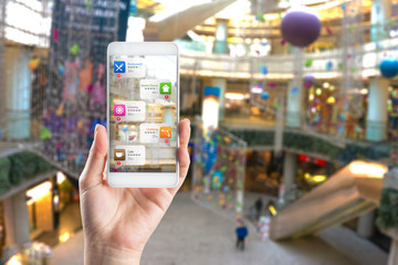 Fototapeta na wymiar Application of Augmented Reality in Shopping mall