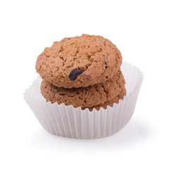 Chocolate cookies isolated on a white background