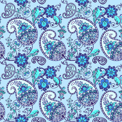 Indigo traditional paisley pattern