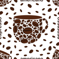 Stylized coffee cup. Seamless pattern.