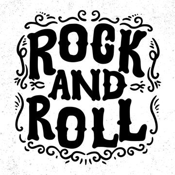 Rock and roll. lettering phrase for greeting card, invitation, banner, postcard, web, poster template.