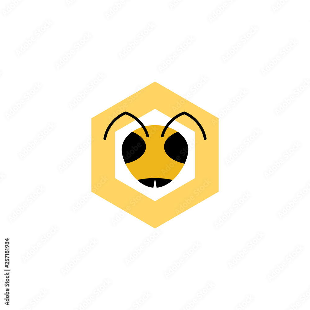 Wall mural bee head logo symbol vector icon