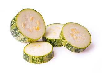 zucchini slice on white background