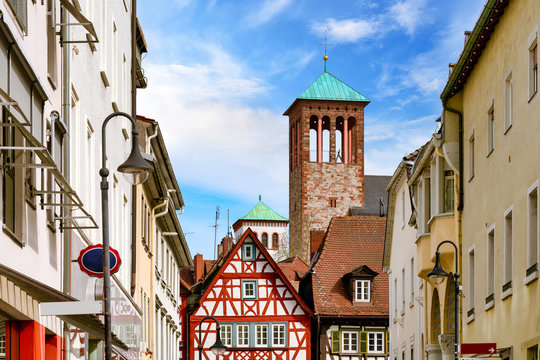 The downtown of Bensheim an der Bergstrasse on a beautiful spring day