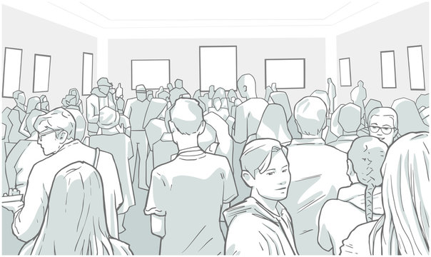 Illustration of students visiting art museum