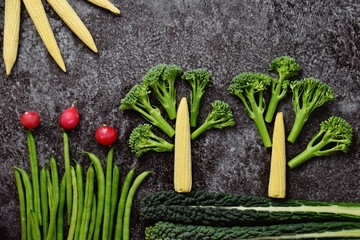 Healthy lifestyle picture made with fresh  vegetables