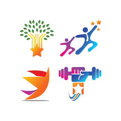 Success Star Logo Design Template Set