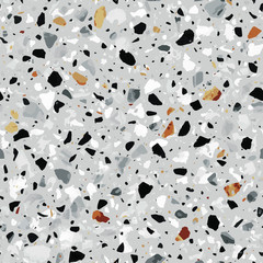 Terrazzo flooring vector seamless pattern in gray colors - 257186159
