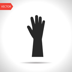 Fototapeta premium Rubber gloves for washing wall in bathroom or kitchen illustration. Cleaning service vector icon