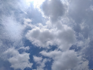 White soft cloud texture on blue sky background