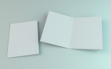 Blank brochure, magazine, booklet mockup isolated on white background. 3D