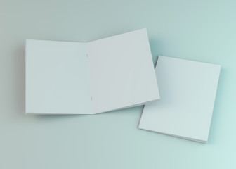 Blank brochure, magazine, booklet mockup isolated on white background. 3D