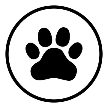 Animal paw print icon vector illustration design isolated on flat round button