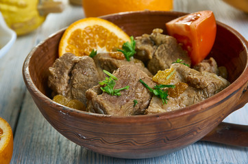 Moroccan Lamb Tagine With Raisins, Almonds