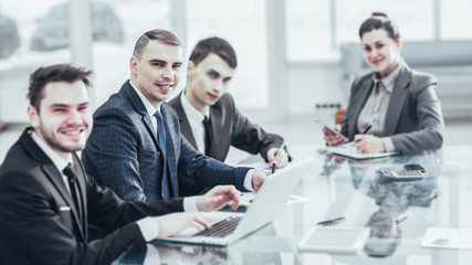business team working with documents at his workplace