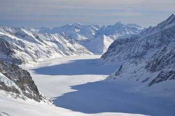 スイスの氷河、雪山