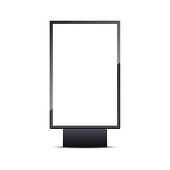 Blank outdoor realistic lightbox banner. Vertical blank advertising billboard. Street shield display. Mock up template for your design.