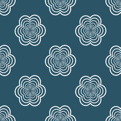 Seamless pattern with white flowers on a blue background