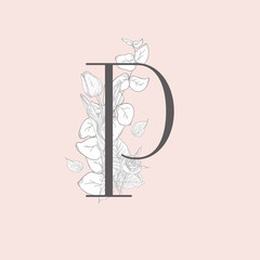 Vector Blooming Floral Elegant P Monogram and Logo