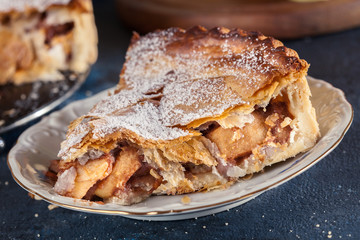 Homemade apple pie tart with cinnamon and sugar