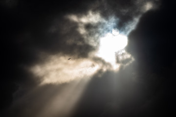 clouds with beam of light