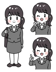 スーツ　働く女性　OL　イラストセット
