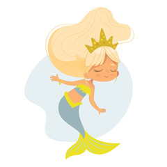 Cute Mermaid Beautiful Girl Character Art Design