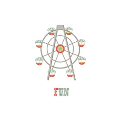 Logotype illustration. Ferris wheel on white isolated background.