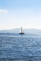White sailboat in Adriatic Sea.