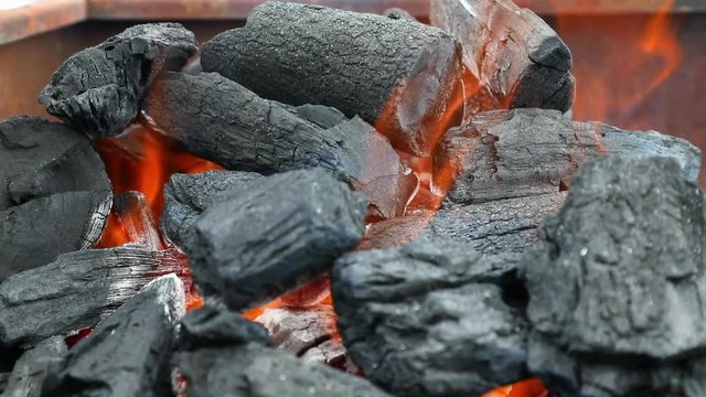 Coal fire close up. 