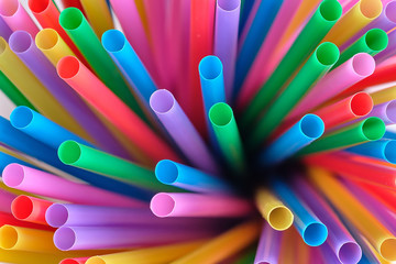 Abstract colorful background. Background from cocktail tubes close up. Soft focus.