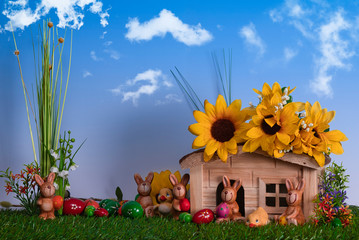 Die kleinen Hasen im Garten