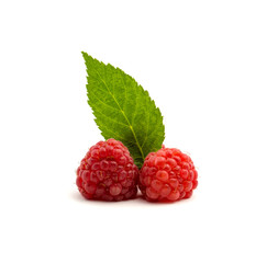 Photo of fresh red raspberry isolated on white background