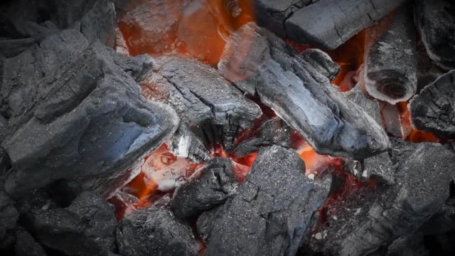 Coal fire close up. 