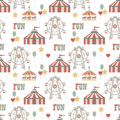 Fototapeta na wymiar Circus background. Element of seamless pattern. Simple objects set. Vector illustration.