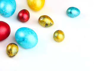 Easter background. Traditional multicolored easter eggs.