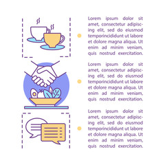 Business lunch concept linear illustration