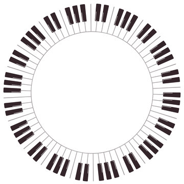 Cartoon piano keys round frame